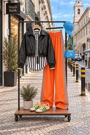 Neşeli butik kadın siyah kol detaylı fermuarlı oversize crop suni deri ceket NBMRS01