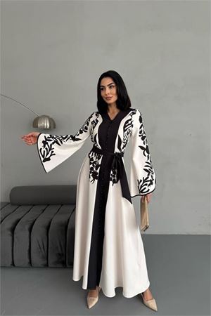 Neşeli butik kadın atlas kumaş düğme detaylı elbise NBMS2507