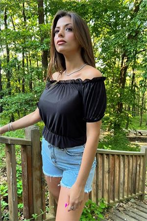 Neşeli butik kadın siyah yeni sezon carmen yaka bluz NB10048
