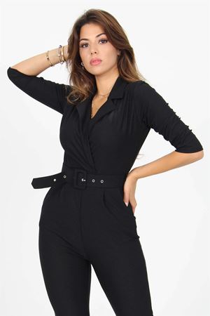 Neşeli butik kadın kemerli yeni sezon likralı örme tulum SHNZ07