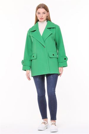 Neşeli butik kadın kısa yün kaşe kaban NBPLTN04 - Benetton Yeşili
