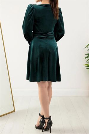 Neşeli butik kadın ithal kumaş vatkalı kadife elbise KKLF70