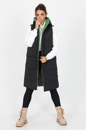 Neşeli butik kadın kapüşonlu çift taraflı yeni sezon uzun kapitone neo yelek SY002