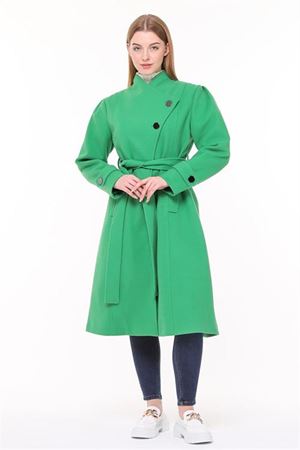 Neşeli butik kadın midi oversize yün kaşe kaban NBPLTN03 - Benetton Yeşili