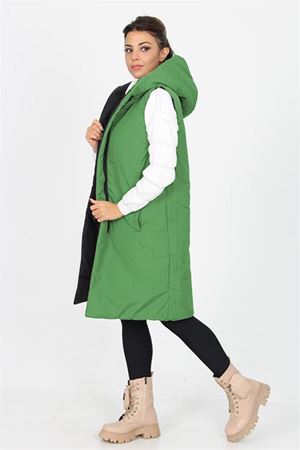 Neşeli butik kadın kapüşonlu çift taraflı yeni sezon uzun kapitone neo yelek SY002