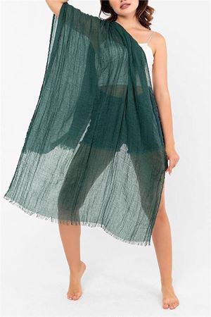 Neşeli butik kadın zümrüt yeşil müslin kumaş şal pareo NBMHT02