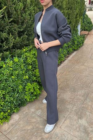 KADIN GRİ KOLEJ CEKET EŞOFMAN TAKIM