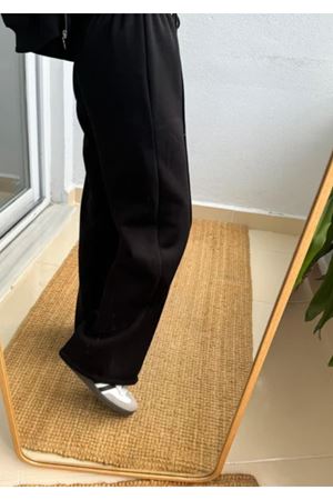 Kadın Pantolon Fermuarlı Sweat Takım Siyah