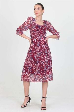 kadın bordo astarlı şifon elbise DPRY0030