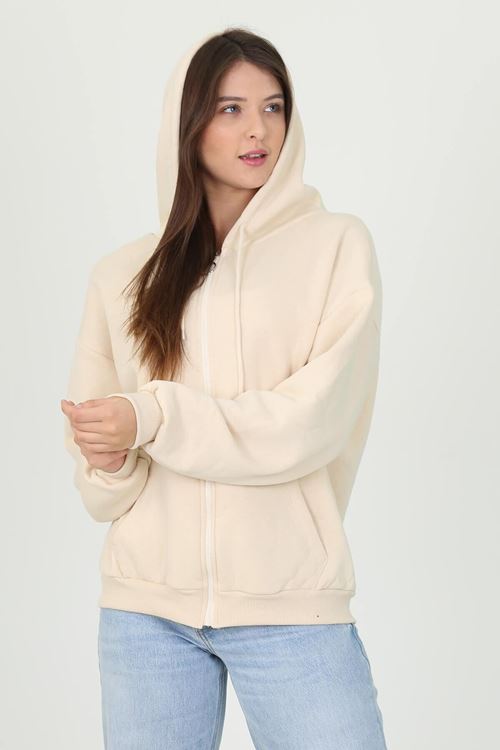 Kadın Kapüşonlu Cep Ve Fermuar Detaylı Sweatshirt Fvr003