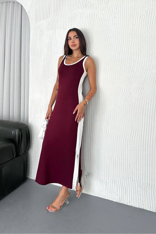 kadın siyah şerit detaylı spor elbise NBTG105