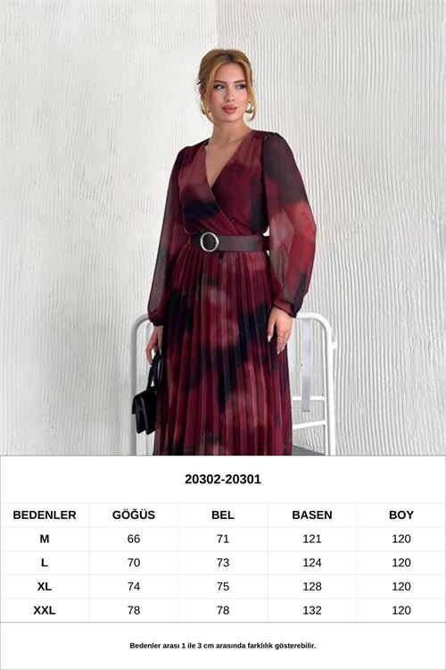 kadın astarlı midi boy şifon elbise NBK20301