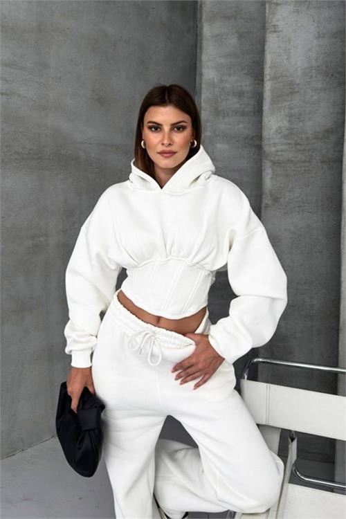 kadın crop korse detaylı bella eşofman takımı NBG024
