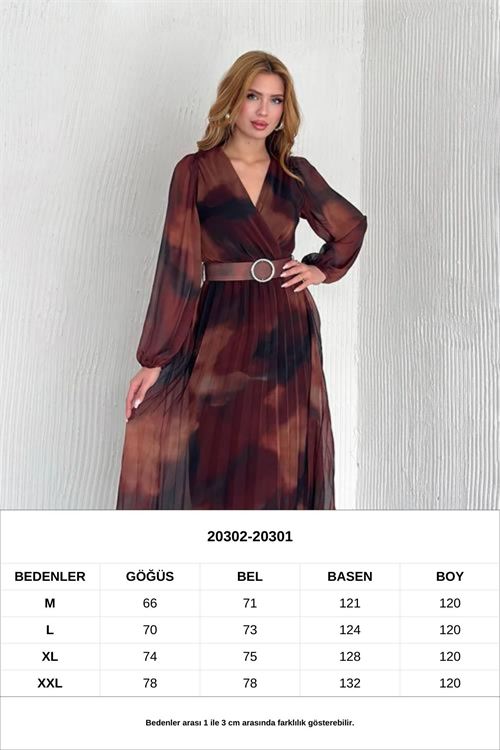 kadın astarlı midi boy şifon elbise NBK20301