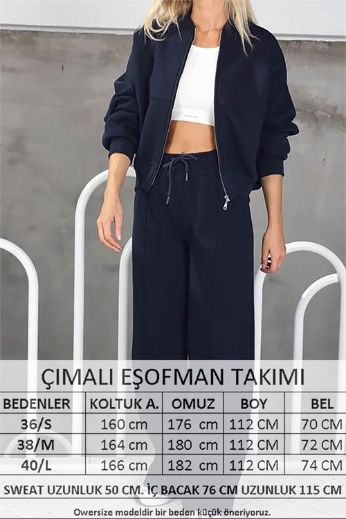 kadın penye 3 iplik şardonlu kumaş GTS022 - Lacivert