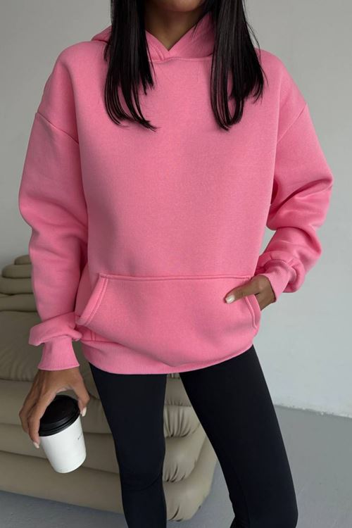 kadın kapüşonlu kanguru cepli oversize sweat NBG109