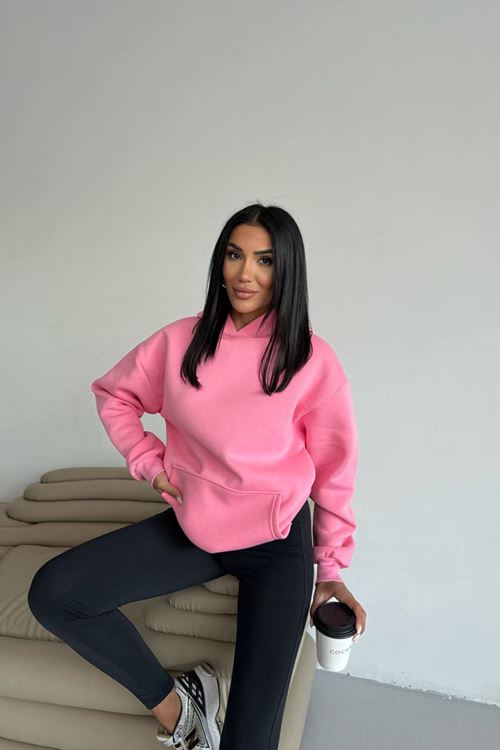 kadın kapüşonlu kanguru cepli oversize sweat NBG109
