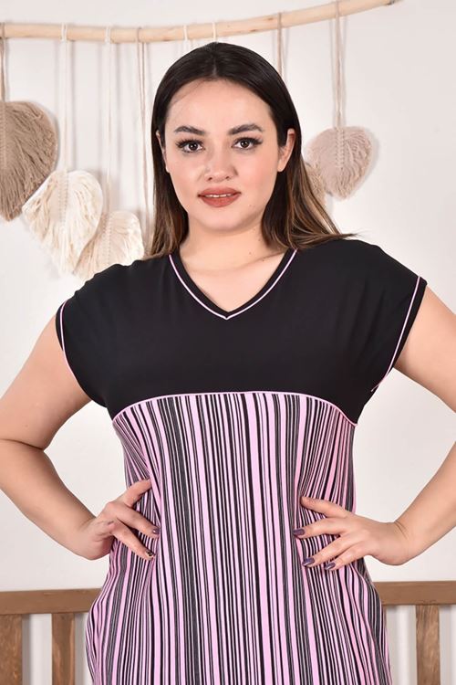 kadın büyük beden nakışlı viskon elbise AYSL92