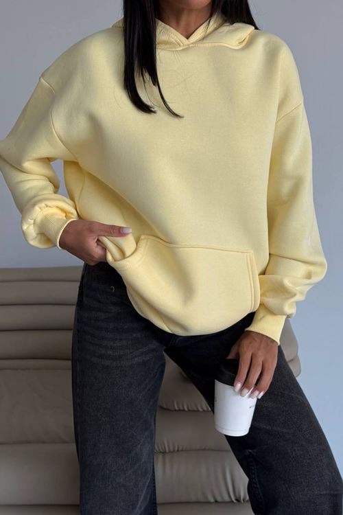 kadın kapüşonlu kanguru cepli oversize sweat NBG109