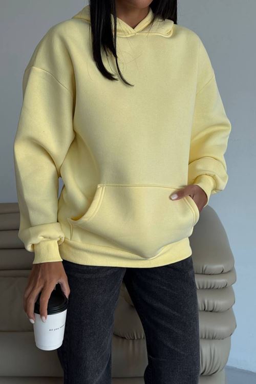 kadın kapüşonlu kanguru cepli oversize sweat NBG109