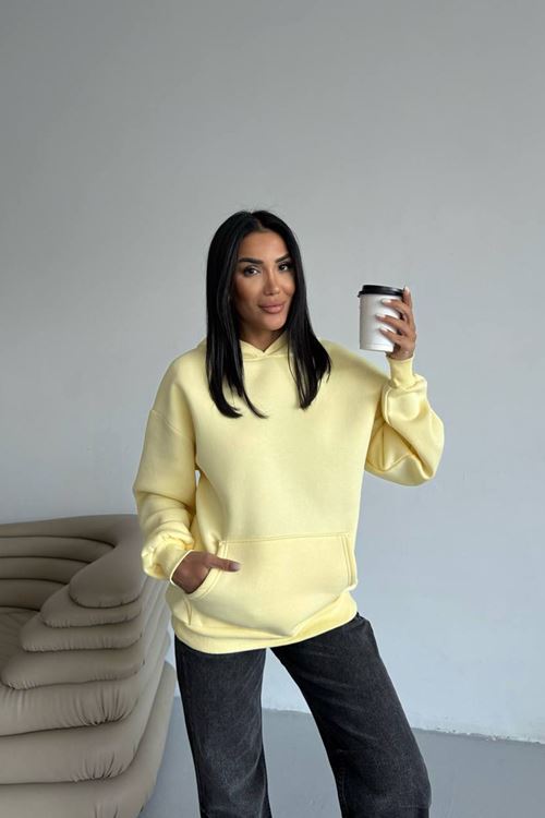 kadın kapüşonlu kanguru cepli oversize sweat NBG109