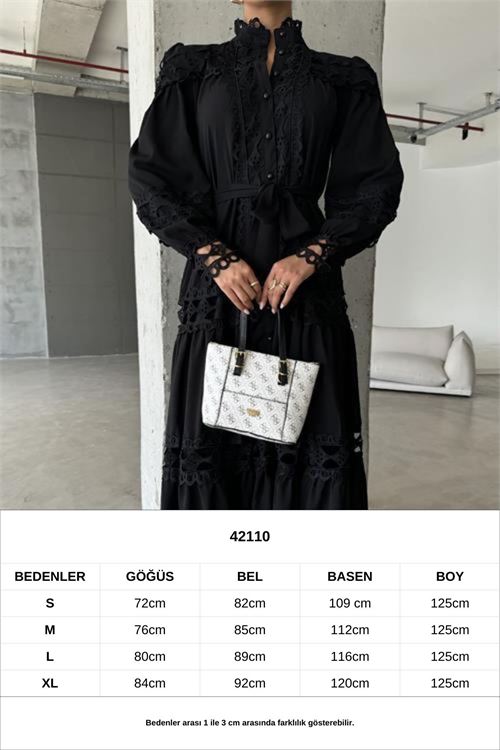 kadın uzun dantel detaylı tasarım elbise NBMS42110