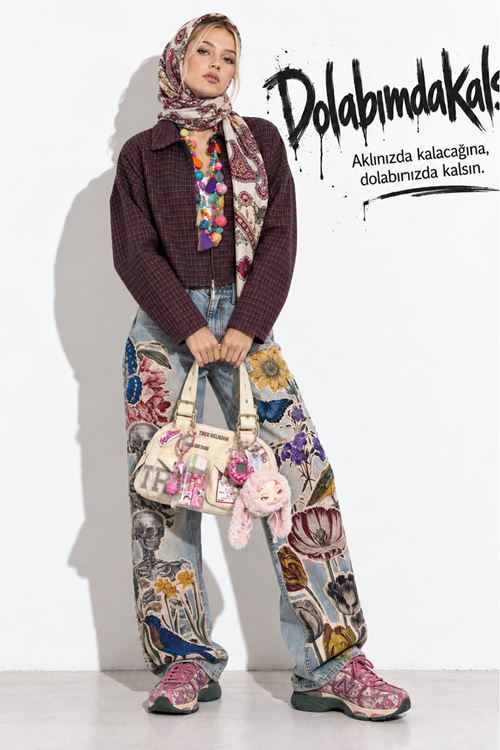 Kadın Ekose Desenli Fermuarlı Bomber Crop Ceket EFL038