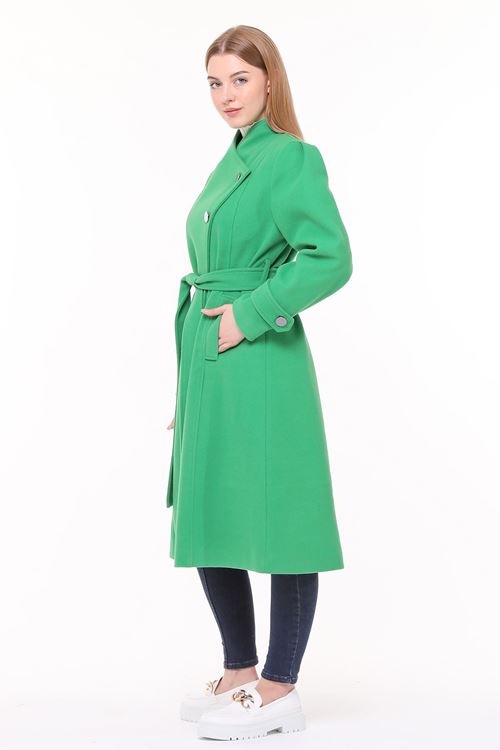 kadın midi oversize yün kaşe kaban - Benetton Yeşili