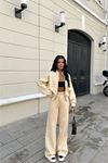 Neşeli butik kadın kışlık alt üst eşofman takımı NB0022 - Bej