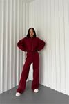 Neşeli butik kadın kışlık alt üst eşofman takımı NB0022 - Bordo