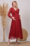 Neşeli butik kadın yeni sezon kruvaze yaka şifon hamile elbise HML003