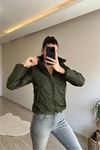 Neşeli butik kadın fitilli desen kadife kısa şişme mont NM005