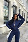 Neşeli butik kadın kışlık alt üst eşofman takımı NB0022 - Lacivert