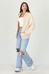 Kadın Kapüşonlu Cep Ve Fermuar Detaylı Sweatshirt Fvr003